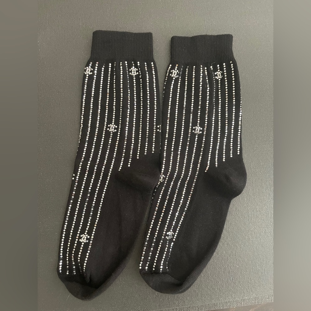 Rare Chanel crystal embellished socks, Summer 2023
